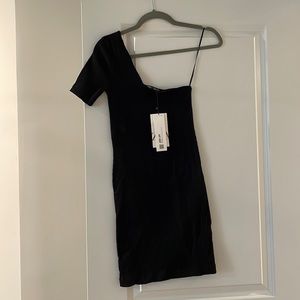 Zara one shoulder black dress.